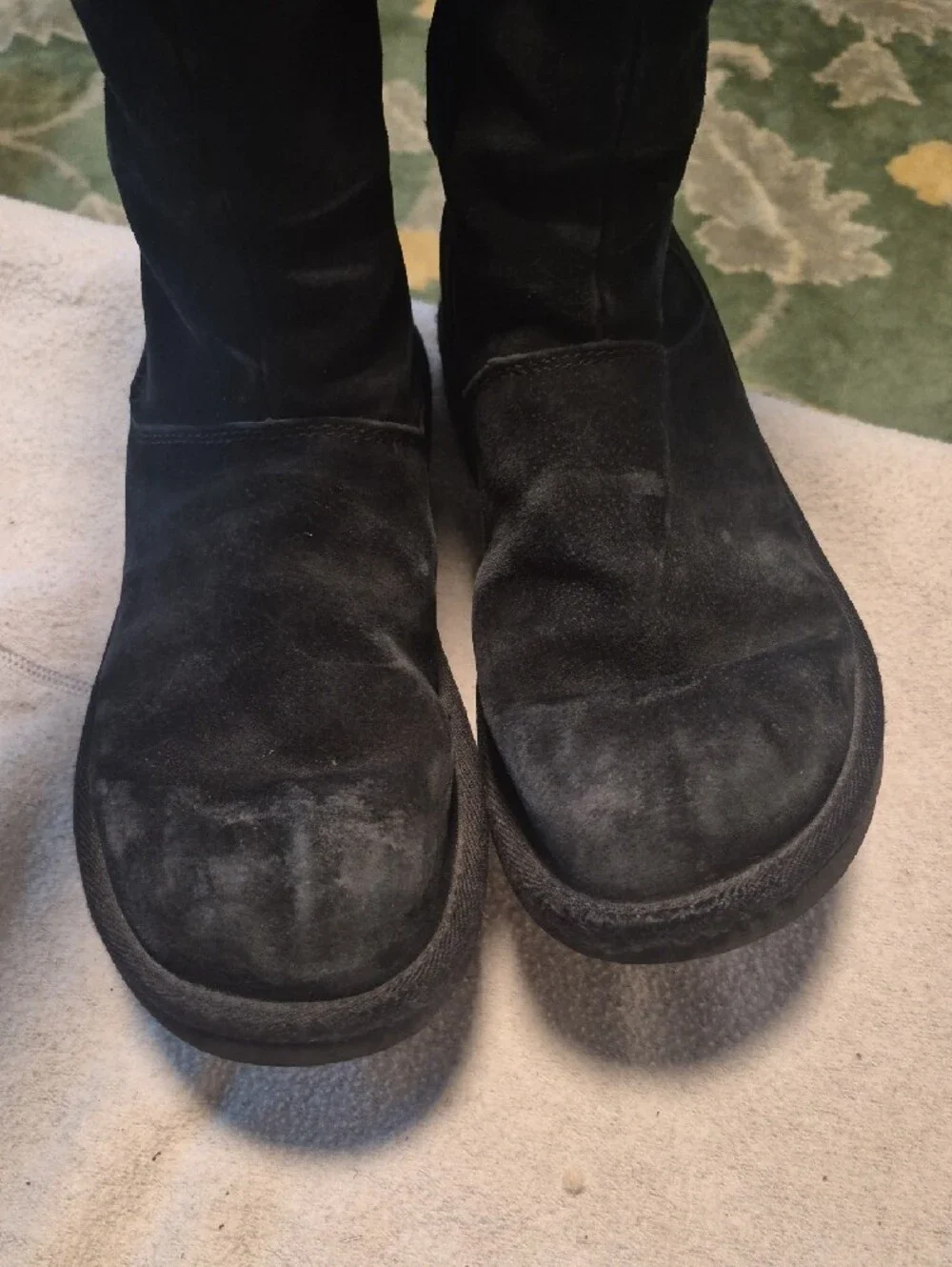 UGG Black Tall Suede Shearling-Lined Winter Boots